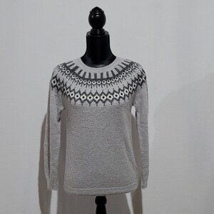 Immagini Italy sweater grey pull over Fair Isle pattern preppy light weight top